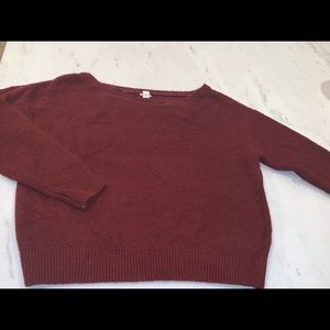 Red wide neck sweater